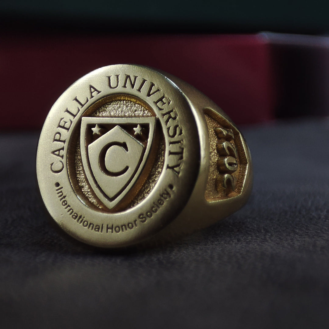 Personalized Gold College Graduation Ring for High School and University Class