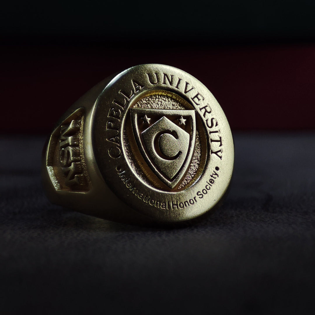 Personalized Gold College Graduation Ring for High School and University Class