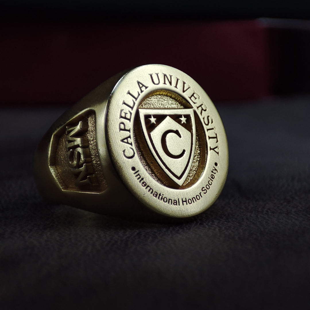 Personalized Gold College Graduation Ring for High School and University Class