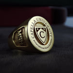 Load image into Gallery viewer, Personalized Gold College Graduation Ring for High School and University Class