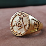 Load image into Gallery viewer, Handcrafted Silver Freemason Ring with Wax Seal Option - Master and Gold Varieties