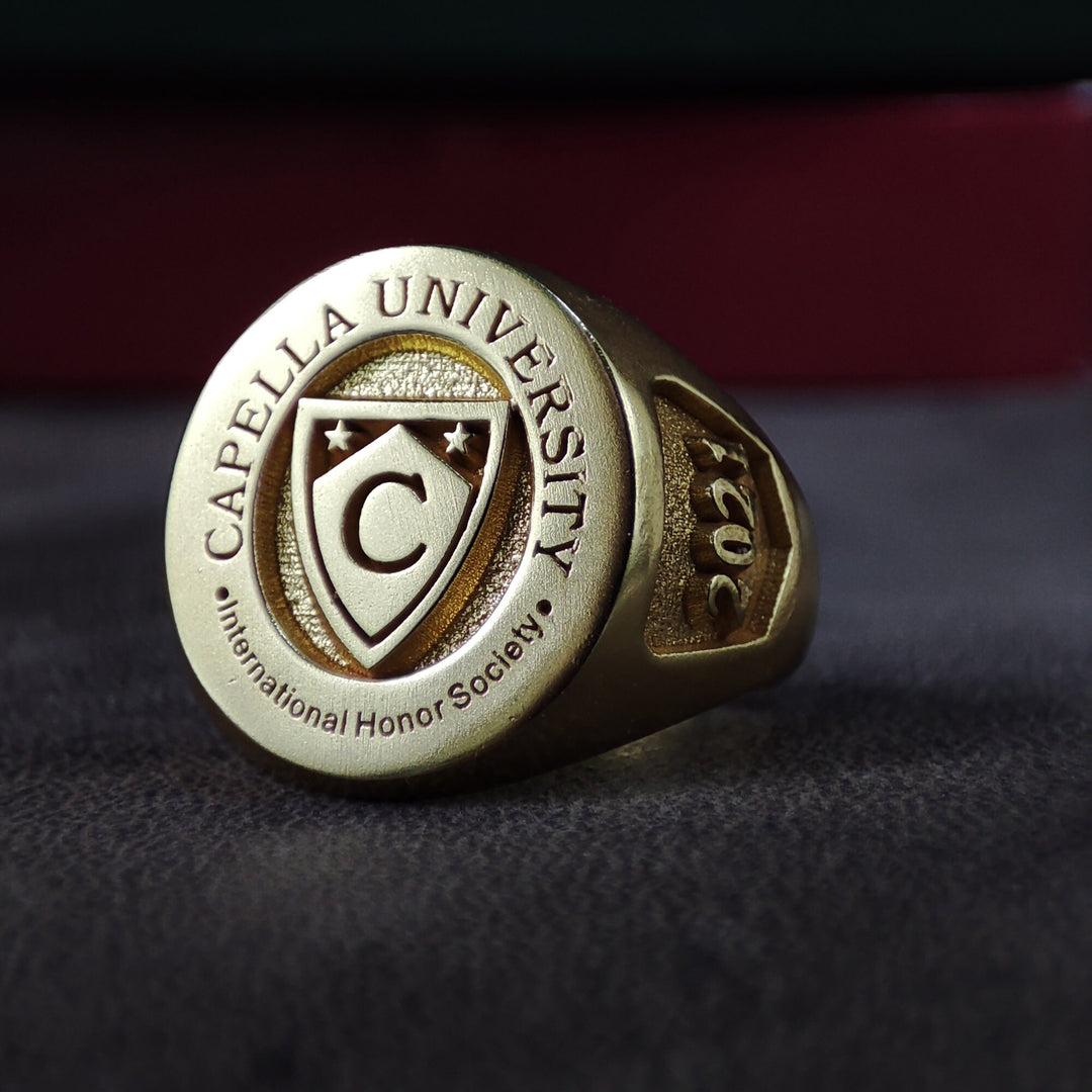 Personalized Gold College Graduation Ring for High School and University Class