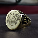 Load image into Gallery viewer, This elegant university ring is a personalized keepsake for graduates, featuring custom engraving with name, class year, or school emblem. A stylish and meaningful piece for men and women, this college signet ring is perfect as a graduation gift or alumni tribute. Its durable craftsmanship ensures it lasts for years as a reminder of academic accomplishments.
