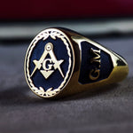 Load image into Gallery viewer, Elegant gold-filled Mason ring with personalized details, designed for Masonic celebrations and ceremonies.