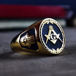 Load image into Gallery viewer, Classic gold Masonic ring featuring the Freemason symbol, a timeless piece for Mason members.