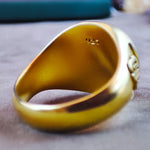 Load image into Gallery viewer, This personalized university ring is a sophisticated statement piece, crafted in vermeil gold for a rich and elegant look. Featuring a round signet design, this timeless class ring is ideal for students and alumni celebrating their academic journey. A meaningful and stylish keepsake that captures the essence of academic achievement in a modern, minimal form.