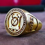 Load image into Gallery viewer, This custom vermeil university ring blends classic signet style with modern elegance. Made with high-quality gold-plated silver, it’s perfect for those who appreciate minimal yet refined jewelry. Designed for both men and women, this college ring is ideal for graduation gifts, alumni keepsakes, or everyday wear, offering a stylish and sophisticated way to honor academic achievements.