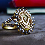 Load image into Gallery viewer, Women’s University Ring with Stone – Elegant Graduation Jewelry in Gold or Silver
