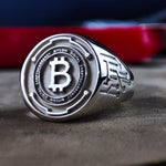 Load image into Gallery viewer, Unique cryptocurrency ring, designed with a Bitcoin emblem in gold. Perfect for those who appreciate meaningful and modern jewelry.