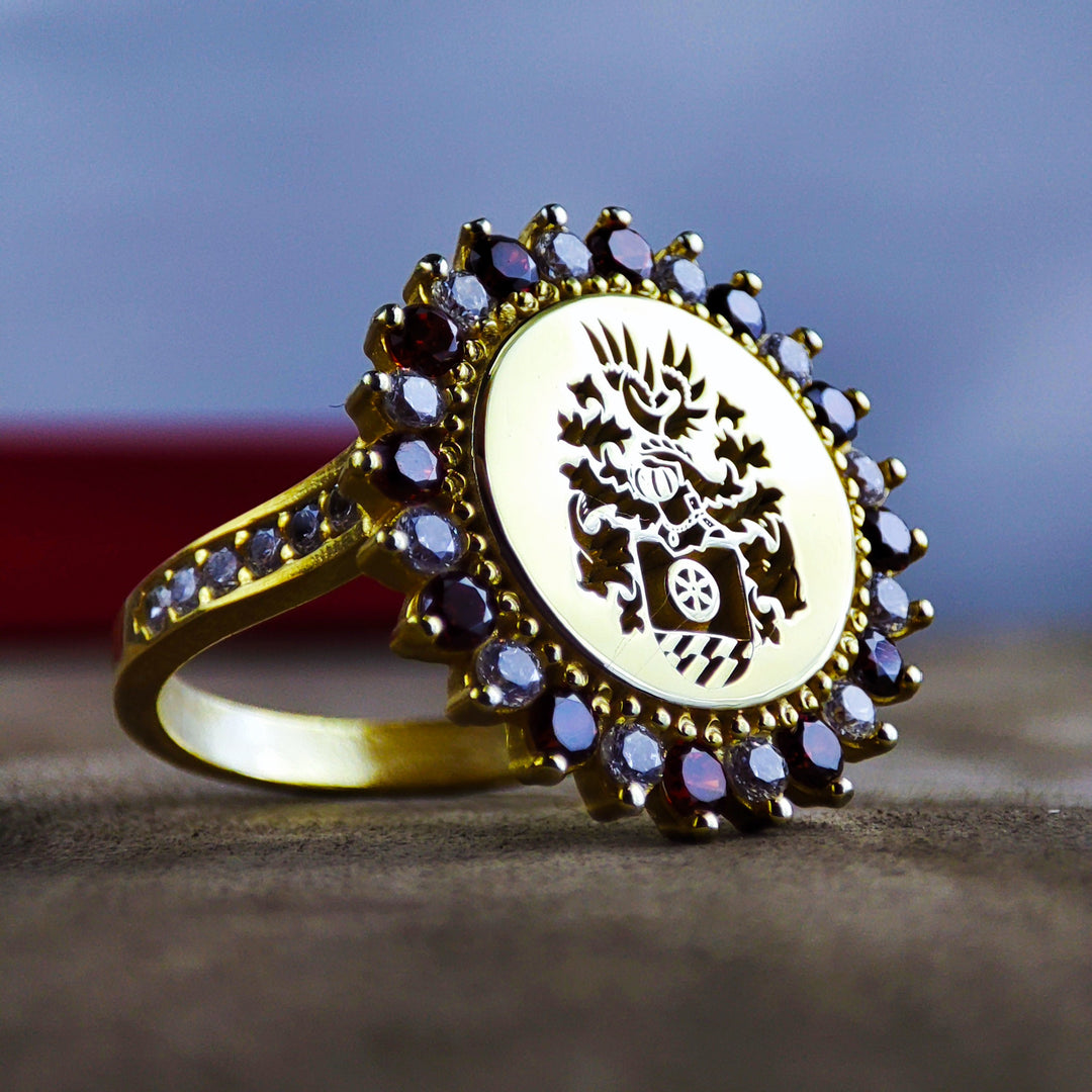 Custom Family Crest Signet Ring - Personalized Jewelry for Mom or Her, Unique Mother's Day Gift