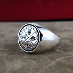 Load image into Gallery viewer, Vintage Gold Stoic Wisdom Courage Justice Temperance Amor Fati Ring Anniversary Gift