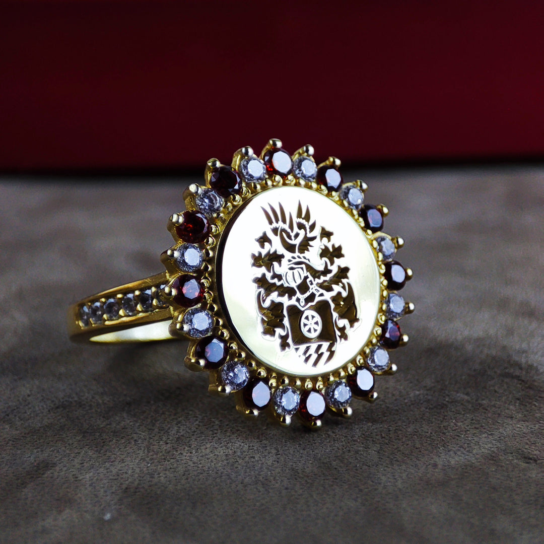 Custom Family Crest Signet Ring - Personalized Jewelry for Mom or Her, Unique Mother's Day Gift