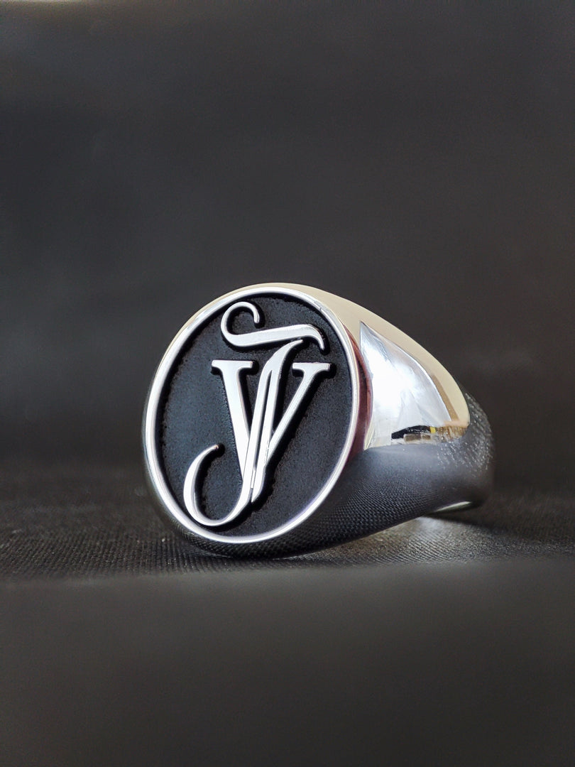 Elegant signet ring featuring custom initials for men