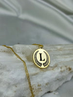 Load image into Gallery viewer, birtday gift, gift for her, minimalist jewelry, handmade necklace, gold plated jewelry, letter jewelry, letter gold neackle, custom necklace