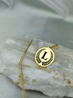 Load image into Gallery viewer, birtday gift, gift for her, minimalist jewelry, handmade necklace, gold plated jewelry, letter jewelry, letter gold neackle, custom necklace