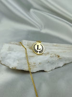 Load image into Gallery viewer, birtday gift, gift for her, minimalist jewelry, handmade necklace, gold plated jewelry, letter jewelry, letter gold neackle, custom necklace