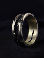 Load image into Gallery viewer, Organic textured silver ring, designed with a rustic look for bohemian and nature-inspired styles.