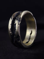Load image into Gallery viewer, Handmade Rustic Men's Sterling Silver Ring with Textured Design