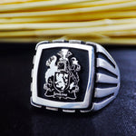 Load image into Gallery viewer, Mark your legacy with this handcrafted family logo ring, engraved with a custom crest or initials. Made in solid silver, this square signet ring is perfect for those who appreciate historical significance and refined craftsmanship. A meaningful gift for men who value heritage, making it an elegant and symbolic jewelry piece for daily wear or special events.