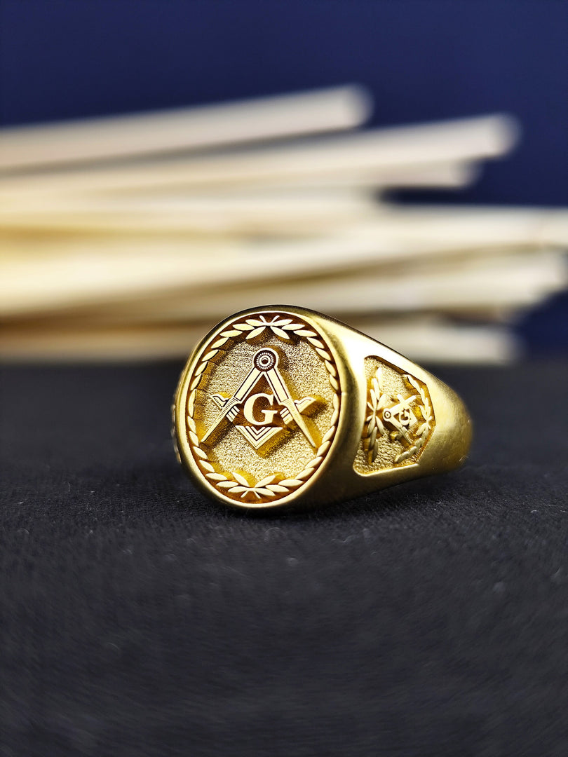 Gold Masonic Ring for Men and Women - Freemason Jewelry Gift