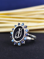 Load image into Gallery viewer, Custom name ring with a stone, designed for women who love personalized accessories. This elegant piece is ideal for celebrating special moments.