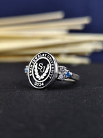 Load image into Gallery viewer, Women’s University Ring with Stone – Custom College Graduation Ring in Gold or Silver