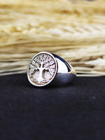 Load image into Gallery viewer, Custom Tree of Life ring crafted in gold, representing unity and growth. A thoughtful gift for those connected to spirituality and natural beauty.