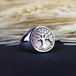 Load image into Gallery viewer, Silver Tree of Life ring, crafted with a detailed design. Perfect as a spiritual gift, this ring symbolizes balance and makes a beautiful daily wear piece.