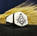 Load image into Gallery viewer, Handcrafted Masonic signet ring with personalized engraving options