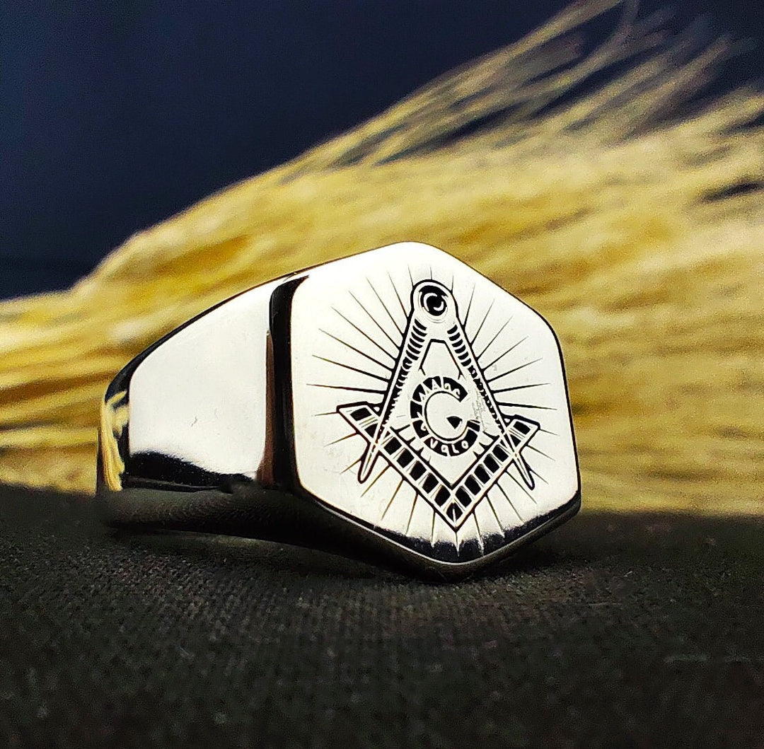Handcrafted Masonic signet ring with personalized engraving options