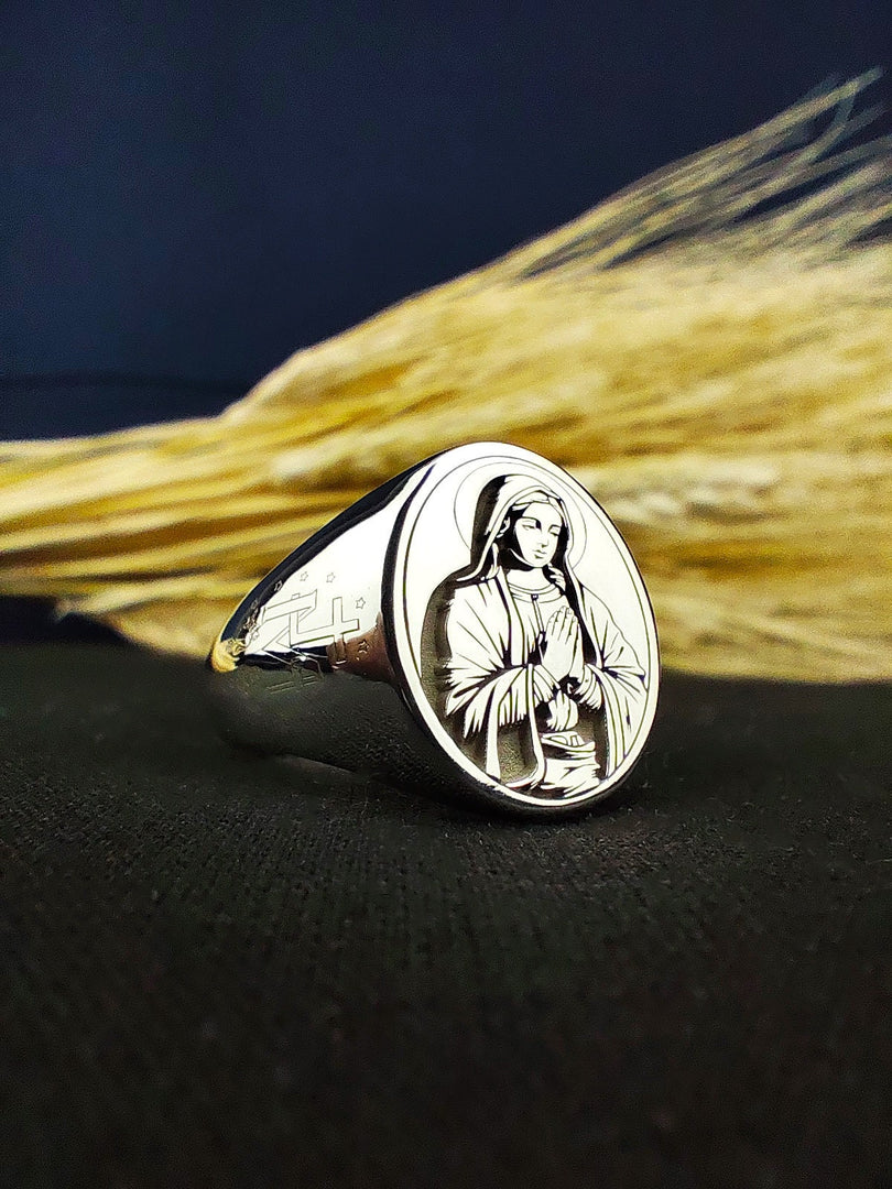 Virgin Mary Catholic Jewelry Gift for Her - Religious Guadalupe Christian Ring