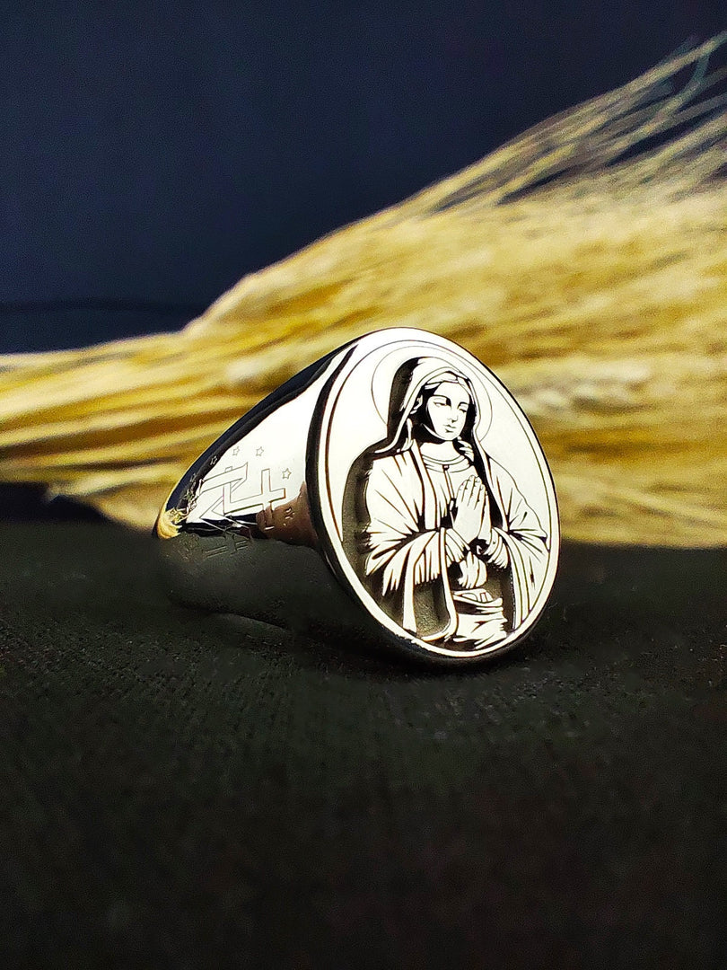 Virgin Mary Catholic Jewelry Gift for Her - Religious Guadalupe Christian Ring