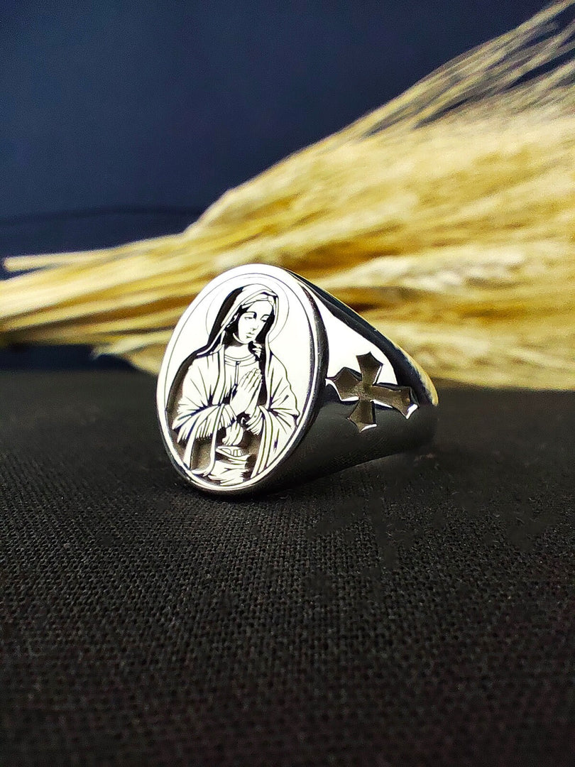 Virgin Mary Catholic Jewelry Gift for Her - Religious Guadalupe Christian Ring