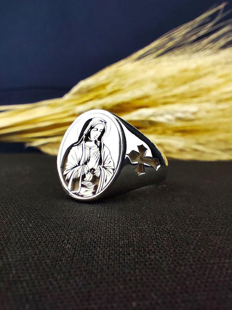 Virgin Mary Catholic Jewelry Gift for Her - Religious Guadalupe Christian Ring