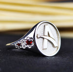 Load image into Gallery viewer, Minimalist A initial ring in gold, designed for a sleek, modern look. This custom monogram ring is perfect for adding a subtle personal touch to everyday style.