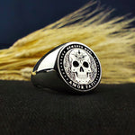 Load image into Gallery viewer, Elegant Memento Mori ring with a polished finish, suitable for daily wear
