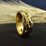 Load image into Gallery viewer, Unique textured gold ring, handcrafted for a rustic feel. Perfect as a minimalist band for men and women who appreciate artisan jewelry.