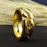 Load image into Gallery viewer, Handmade rustic gold ring with a textured finish, perfect for those who appreciate artisan craftsmanship. Ideal for both men and women, offering a unique, organic look.