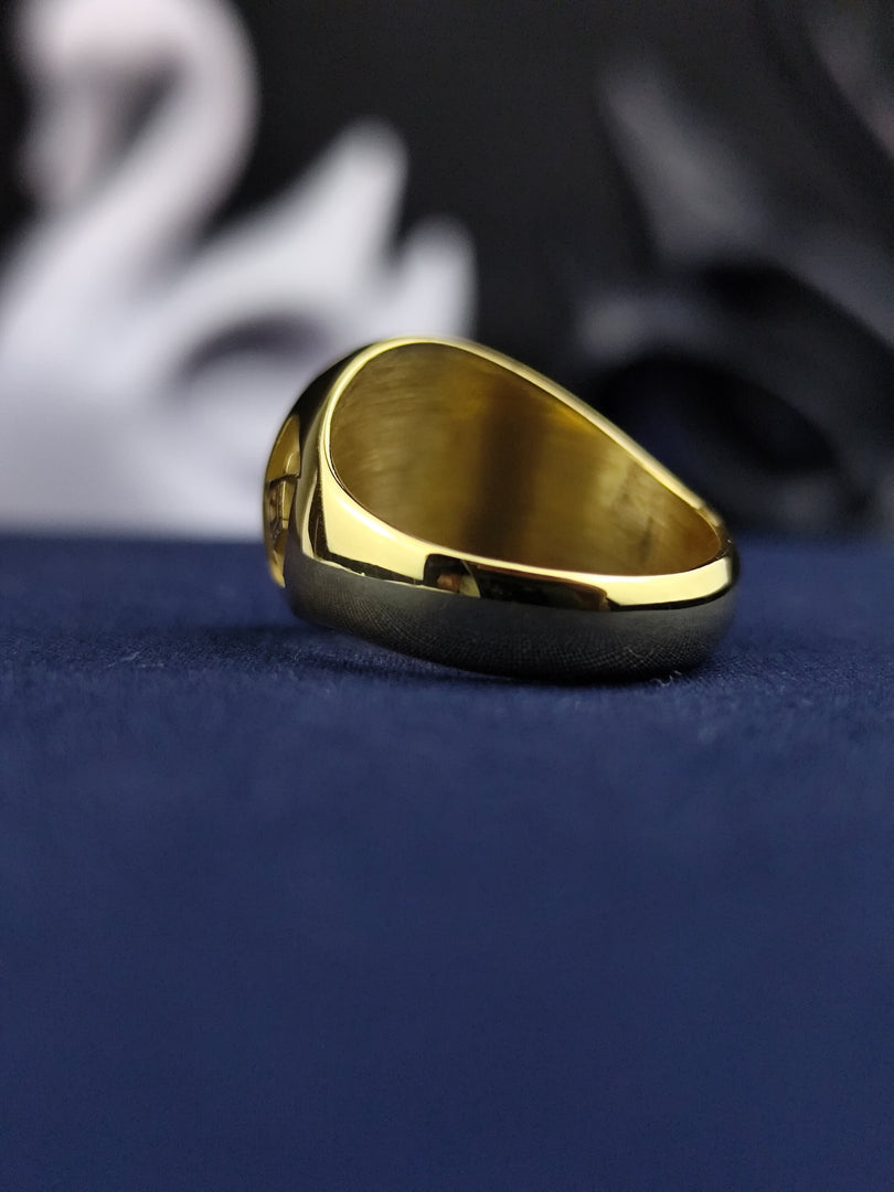 Gold Plated Masonic Signet Ring with G Emblem For Master Mason Personalized Initial