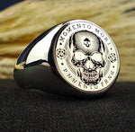 Load image into Gallery viewer, Handcrafted Memento Mori ring with personalized engraving options