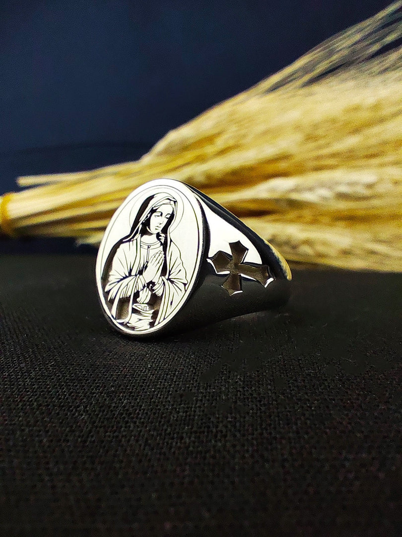 Virgin Mary Catholic Jewelry Gift for Her - Religious Guadalupe Christian Ring