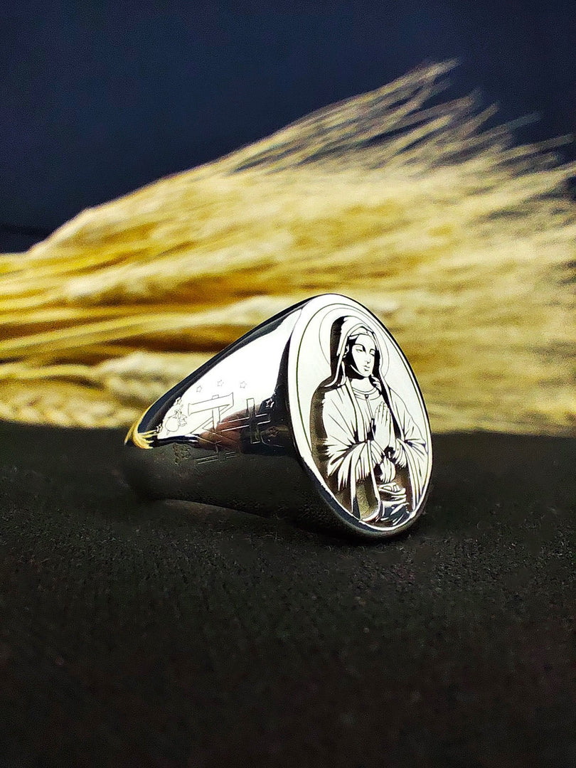 Virgin Mary Catholic Jewelry Gift for Her - Religious Guadalupe Christian Ring