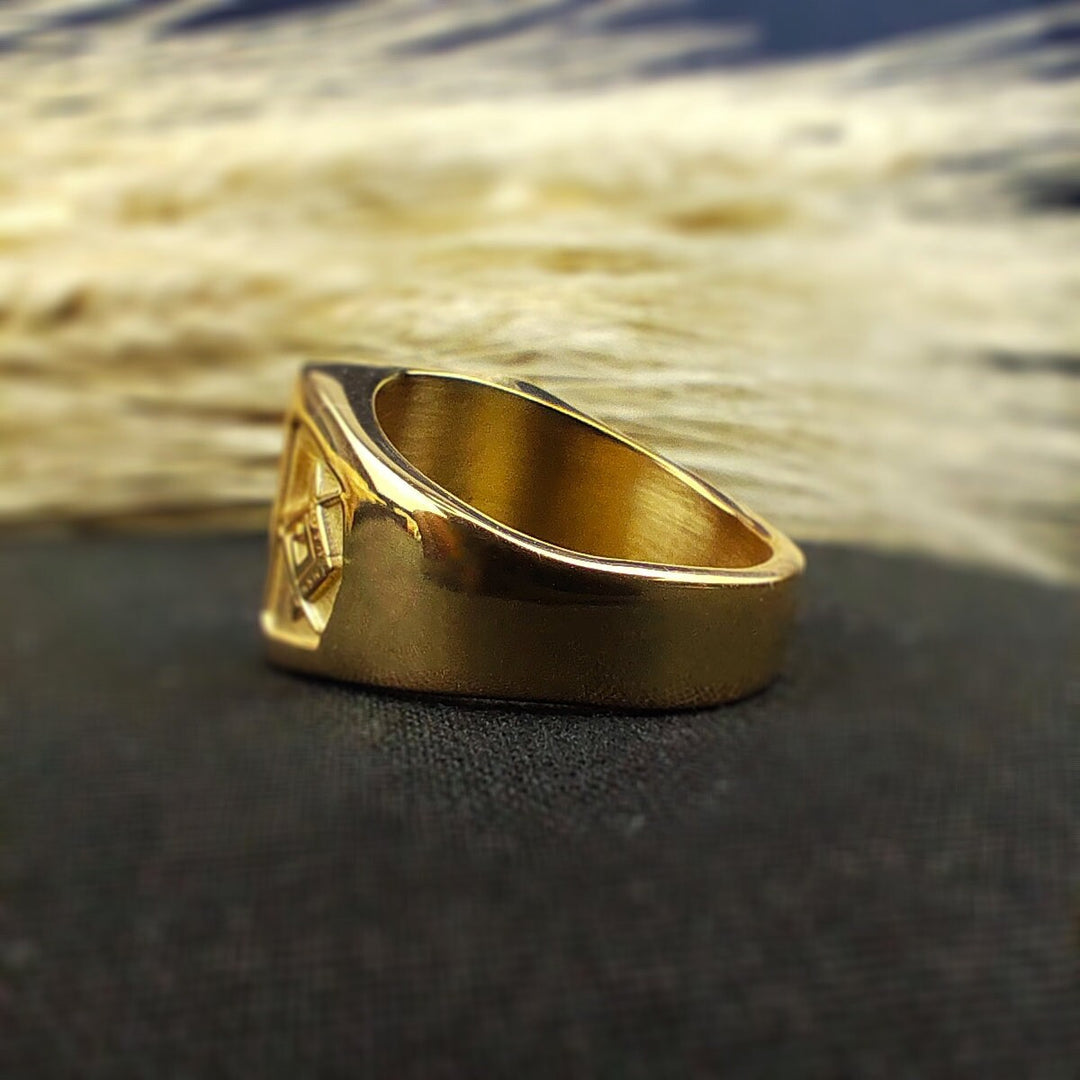 Gold and Silver Freemason Signet Ring for Men - Master Mason Jewelry Gift