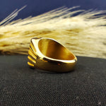 Load image into Gallery viewer, This custom engraved gold-plated signet ring is designed to showcase a family crest, symbolizing honor and personal history. The square shape enhances its regal appeal, making it an excellent heirloom piece for men. Whether as a birthday gift, anniversary keepsake, or an elegant daily wear ring, this personalized crest jewelry is a meaningful addition to any collection.