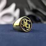 Load image into Gallery viewer, Custom Gold Signet Name Ring for Men, Monogram Logo Jewelry, Birthday Gift for Him or Her