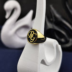 Load image into Gallery viewer, Custom Gold Signet Name Ring for Men, Monogram Logo Jewelry, Birthday Gift for Him or Her