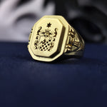 Load image into Gallery viewer, Personalized Men's Custom Coat of Arms Signet Ring with Family Crest