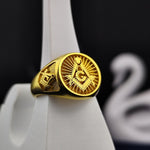 Load image into Gallery viewer, Elegant gold Mason ring with a unique design, symbolizing brotherhood and tradition. Ideal for daily wear or special Masonic ceremonies.
