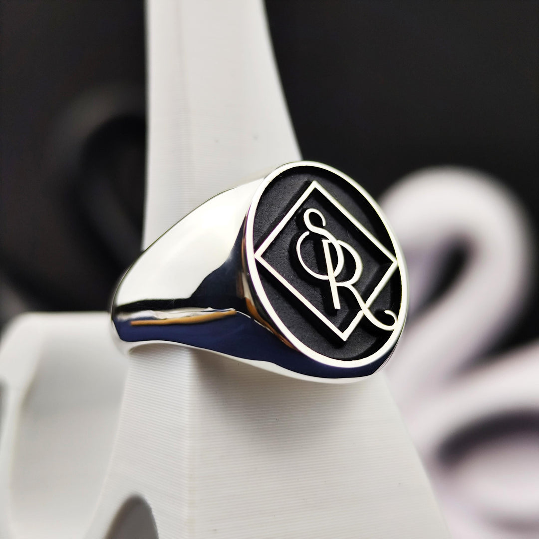 Custom Engraved Signet Ring with Your Name or Logo for Unique Personalized Gifts