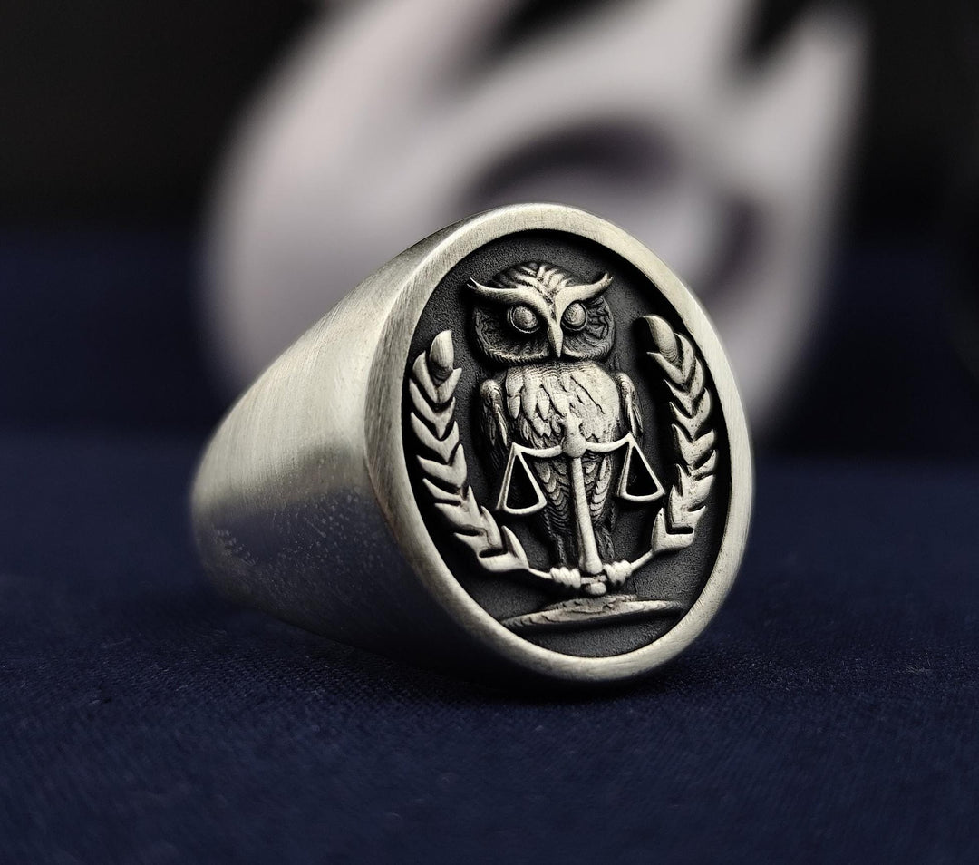 A bold and unique 3D owl ring, handcrafted in solid silver with a matte finish for a sophisticated look. This custom owl jewelry piece is perfect for nature lovers, bird enthusiasts, or those drawn to the wisdom symbolism of the owl. Designed for both men and women, this statement animal ring adds a mystical touch to any jewelry collection, making it a treasured accessory for all occasions.